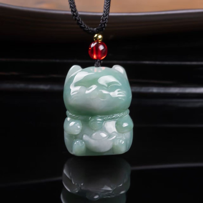 Women'S Fashion Gifts - จี้หยกมรกตธรรมชาติรูปแมวนำโชค สร้อยคอหยกพม่า เครื่องประดับแฟชั่น ของขวัญนำโชคสำหรับผู้หญิง พร้อมใบรับรอง