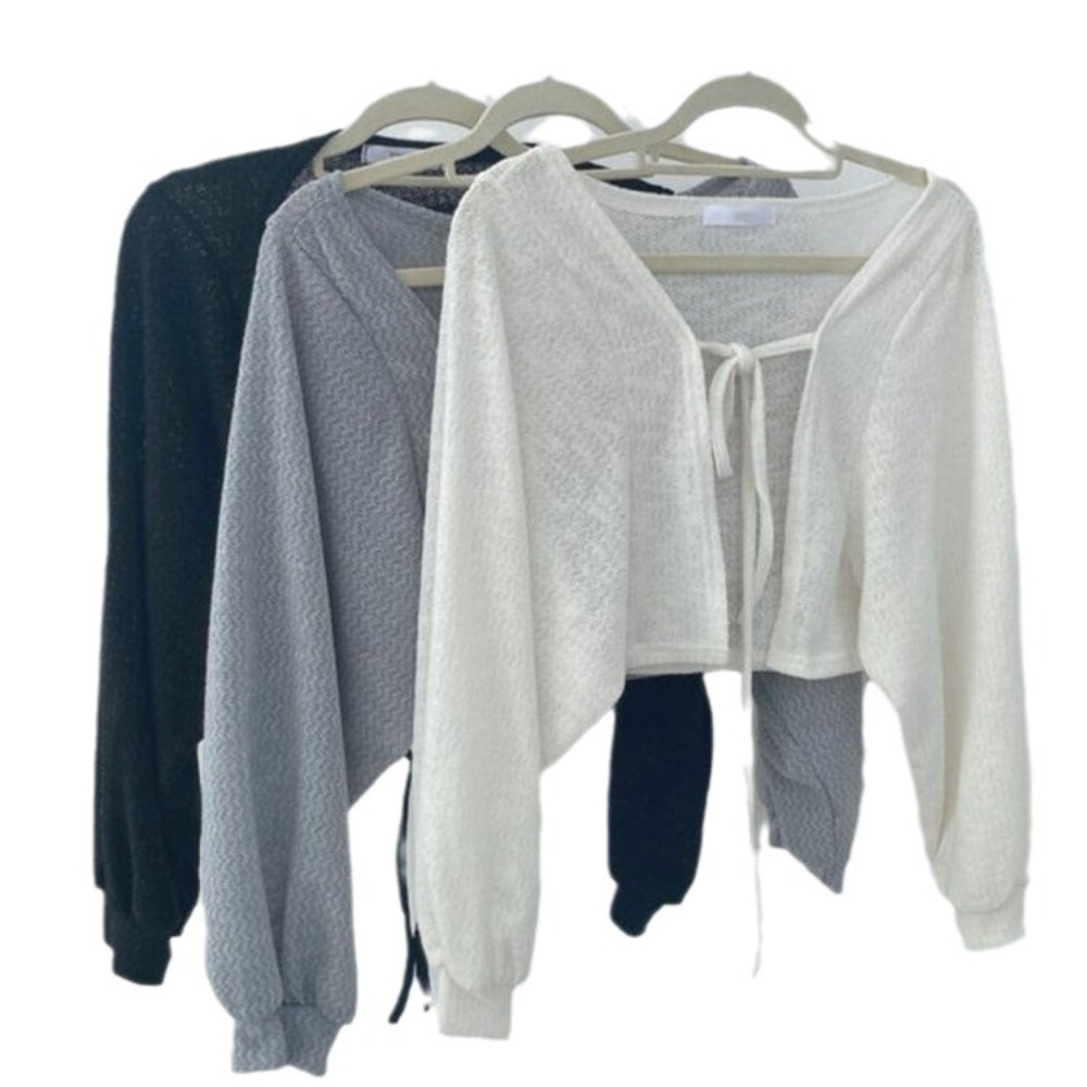 Women'S Fashion Knitwear - แฟชั่นเสื้อคาร์ดิแกนผ้าถักบาง ๆ แบบผูกเชือก เสื้อถักแบบผูกเชือก ป้องกันแสงแดด เสื้อคลุมสั้นสำหรับผู้หญิง