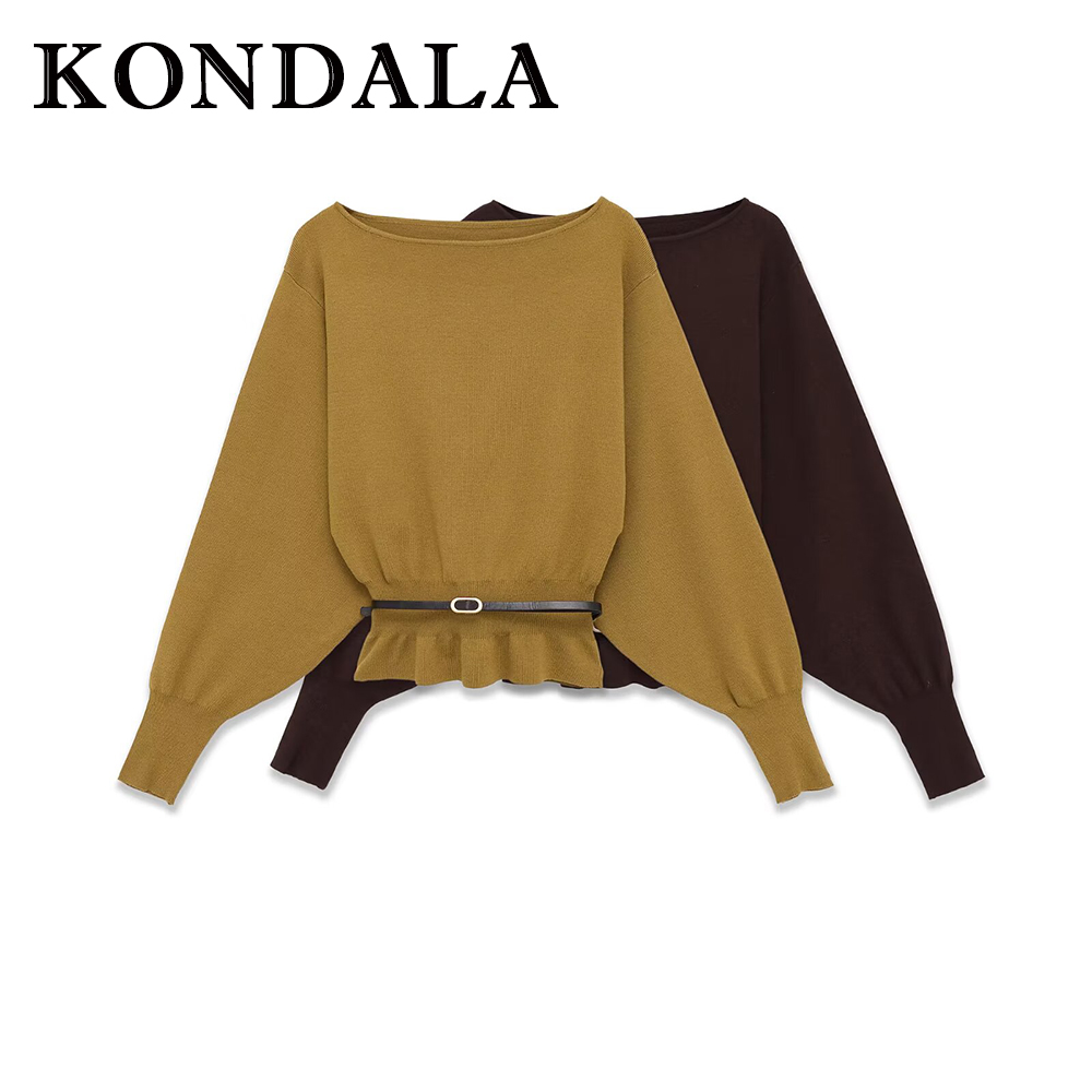 Women'S Fashion Trends Fall 2025 - เสื้อไหมพรมถักสไตล์วินเทจ KONDALA รุ่น Solid Fashion 2025