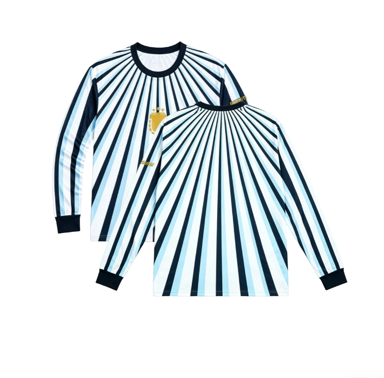 Women And Men Fashion - เสื้อยืดคอกลมแขนยาวสไตล์อาร์เจนตินาแบบใหม่ แห้งเร็วและระบายอากาศได้ดี เหมาะสำหรับทั้งชายและหญิงในการแข่งขันกีฬา