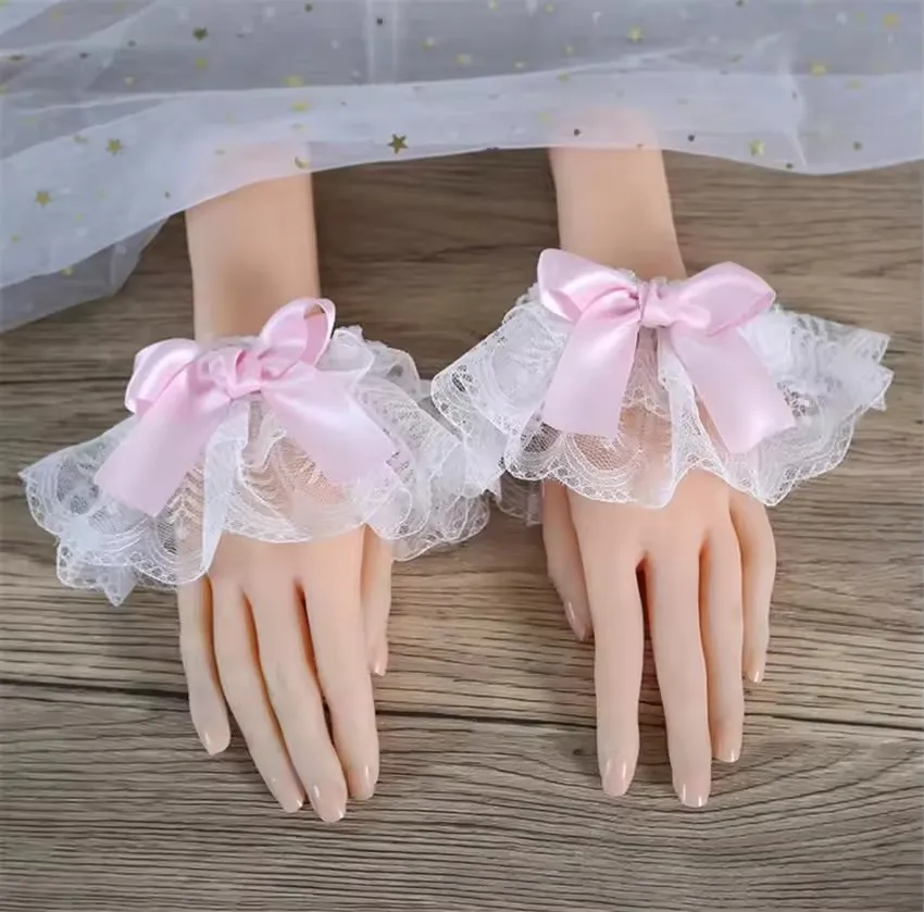 Women'S Fashion Knitwear - ถุงมือปลอมแบบมีโบว์หลากสีสไตล์โลลิต้าสำหรับผู้หญิงญี่ปุ่น ปลอกแขนเสื้อคอสเพลย์เจ้าหญิงแสนหวาน อุปกรณ์เสริมข้อมือ
