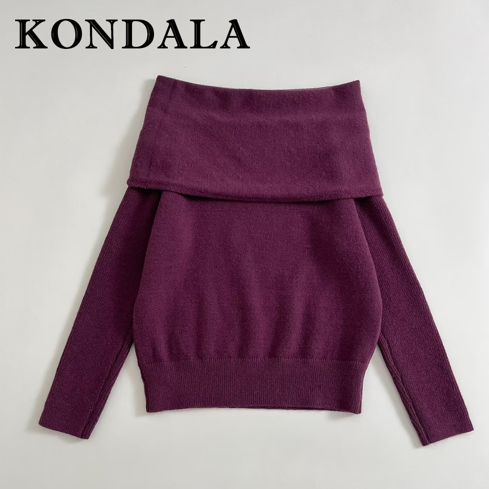 Women'S Fashion Trends Fall 2025 - เสื้อไหมพรม KONDALA สีไวน์แดงสไตล์วินเทจ เซ็กซี่ แฟชั่น 2025