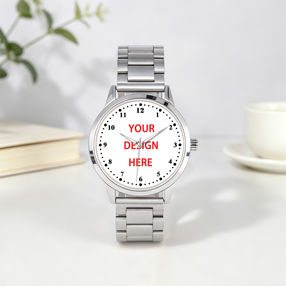 Fashion Women Watches - ตัวเรือนนาฬิกาสแตนเลสกันน้ำระดับ 3ATM หน้าปัดปรับแต่งได้ นาฬิกาควอตซ์สำหรับทุกเพศ - ของขวัญที่ระลึกสำหรับผู้ชายและผู้หญิง