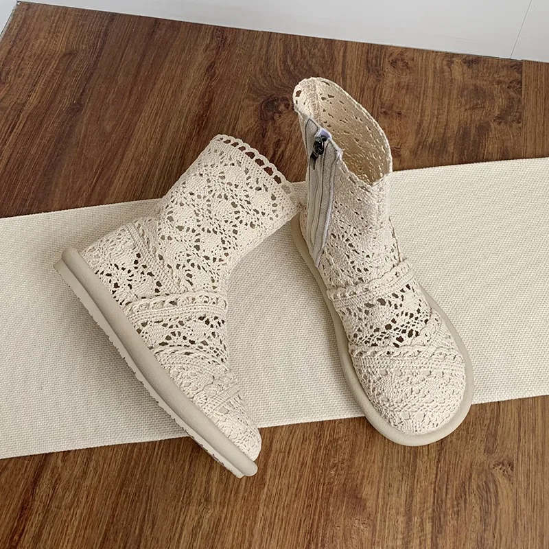 Women'S Fashion Socks - รองเท้าบูทฤดูร้อนปี 2026 ระบายอากาศได้ดี รองเท้าผู้หญิงแบบแบน ทำมือ แฟชั่น