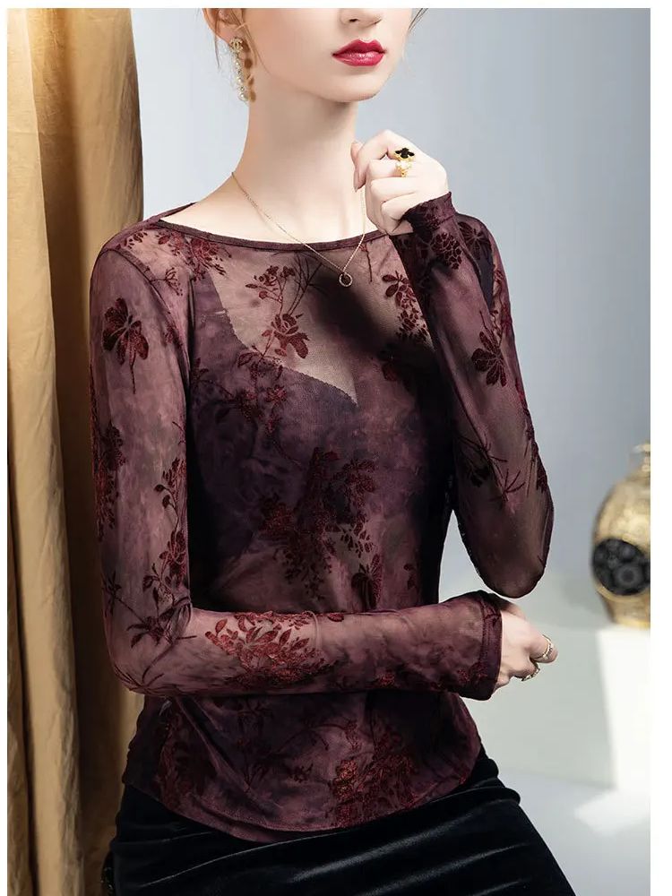 Women'S Fashion Trends Fall 2025 - เสื้อยืดคอกลมพิมพ์ลายสำหรับผู้หญิง คอลเลคชั่นฤดูใบไม้ร่วงปี 2025 เสื้อยืดตาข่ายซีทรูแบบใหม่ ให้ลุคที่ทันสมัยและเก๋ไก๋ด้วยการสวมใส่แบบเลเยอร์