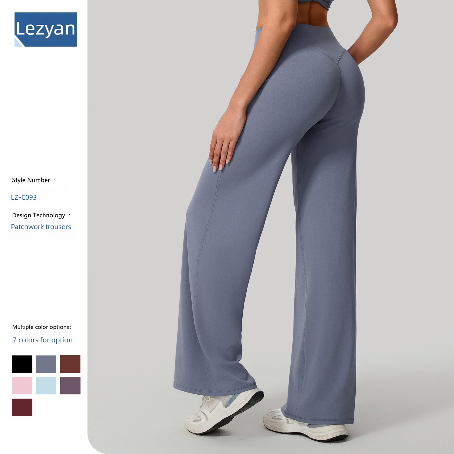 High Waist Leggings - เลซยาน กางเกงโยคะทรงหลวม ขาบาน สำหรับพิลาทิส วิ่ง ฟิตเนส
