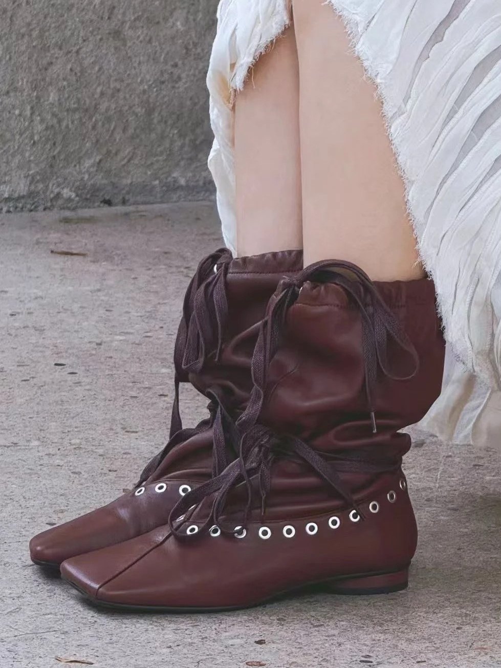 รองเท้าบูทข้อเท้าหนังทรงหลวมสำ - Women'S Fashion Edgy บทวิจารณ์และราคา