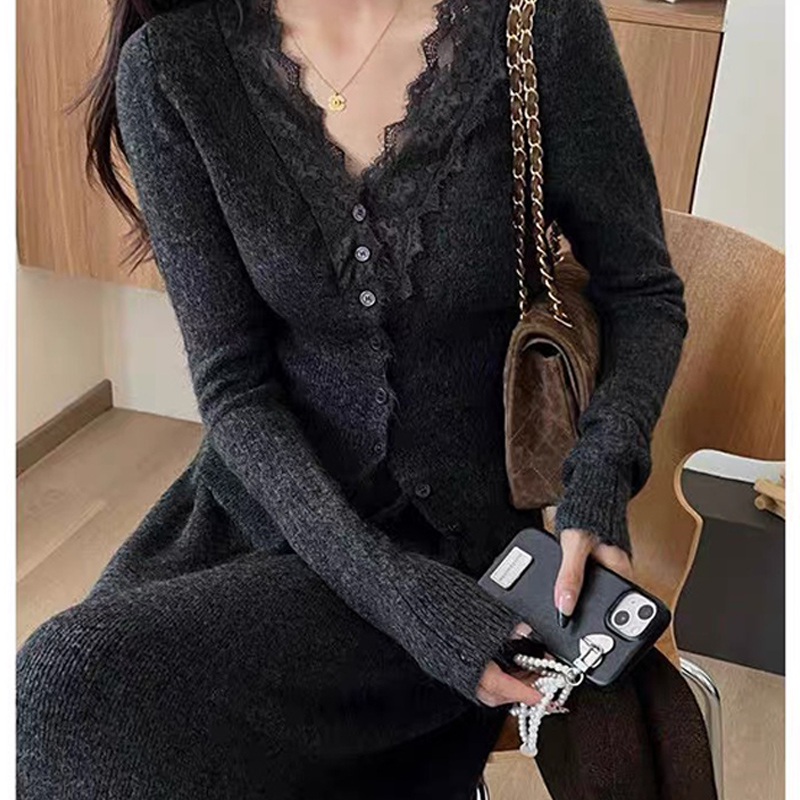 เสื้อคาร์ดิแกนถักแขนยาวลูกไม้ส - Longline Cardigan Knit บทวิจารณ์และราคา