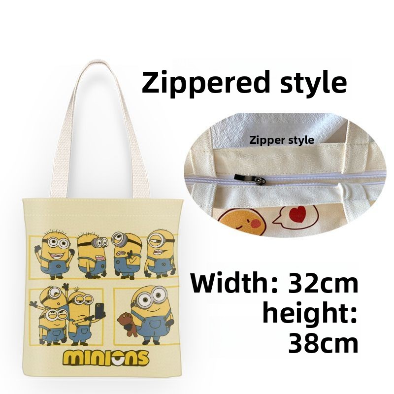 กระเป๋าผ้าแคนวาสลายการ์ตูนมินเ - Canvas Tote Bag บทวิจารณ์และราคา