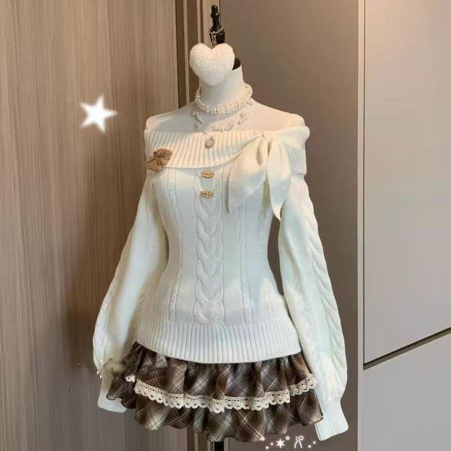 ชุดเซ็ต 2 ชิ้นสไตล์ญี่ปุ่นน่าร - Women'S Fashion Knitwear บทวิจารณ์และราคา