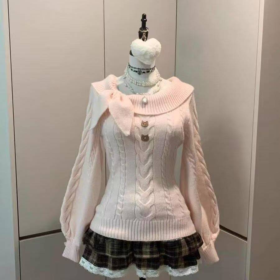 ชุดเซ็ต 2 ชิ้นสไตล์ญี่ปุ่นน่าร - Women'S Fashion Knitwear บทวิจารณ์และราคา