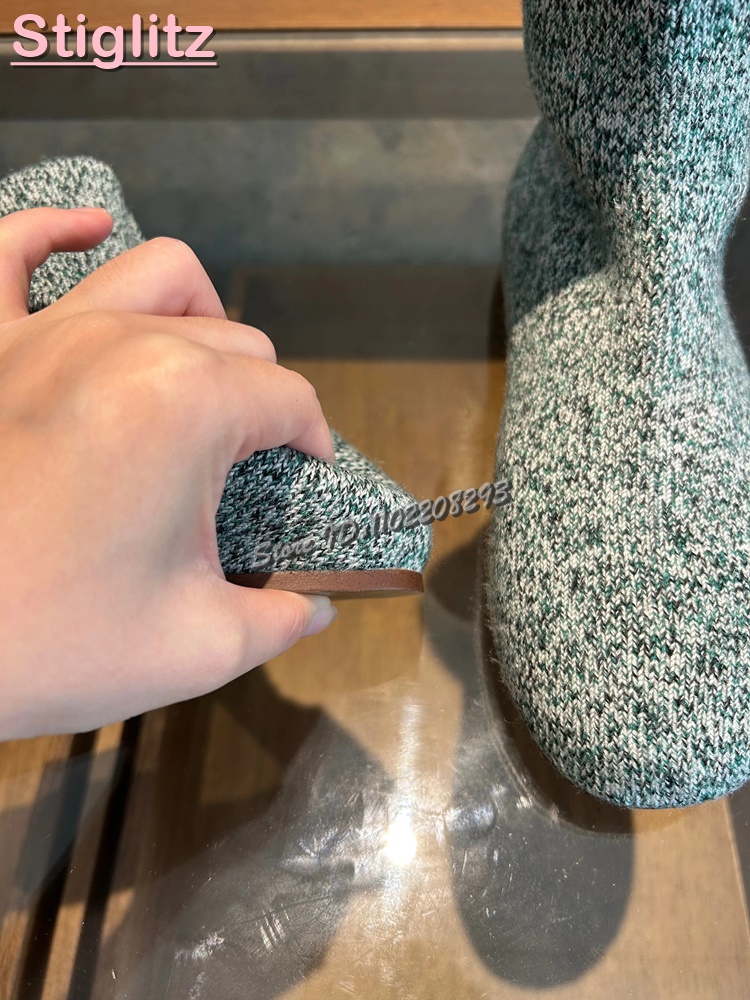 รองเท้าบูทถักทรงกลมแบบสวม ปลาย - Women'S Fashion Socks บทวิจารณ์และราคา
