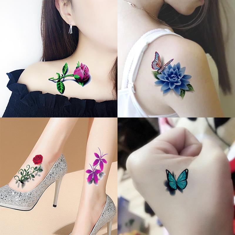 สติ๊กเกอร์แทททูชั่วคราวลายดอกไ - Women And Men Fashion บทวิจารณ์และราคา