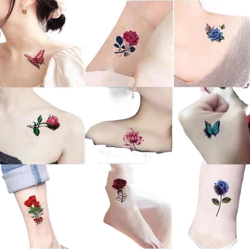 สติ๊กเกอร์แทททูชั่วคราวลายดอกไ - Women And Men Fashion บทวิจารณ์และราคา