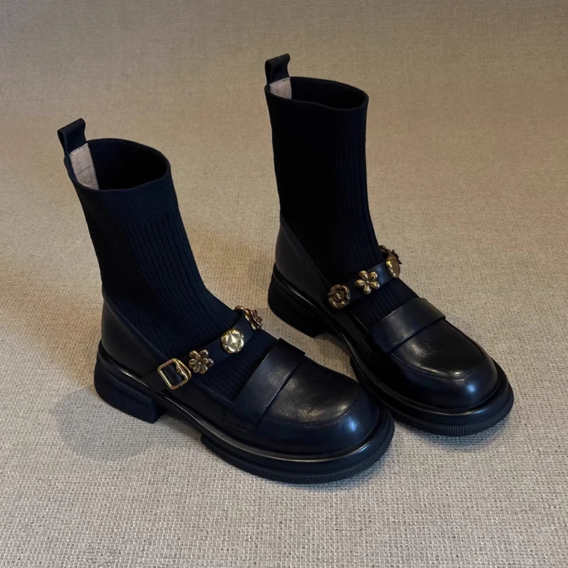รองเท้าบูทข้อเท้าแบบสานสำหรับผ - Women'S Fashion Socks บทวิจารณ์และราคา