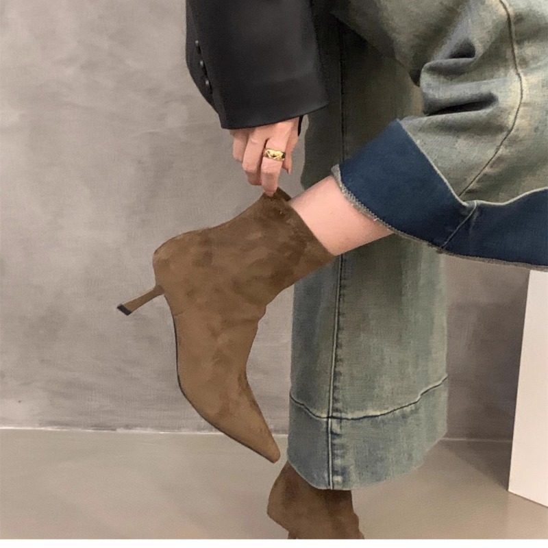 รองเท้าบูทหุ้มข้อหนังกลับยืดได - Women'S Fashion Socks บทวิจารณ์และราคา