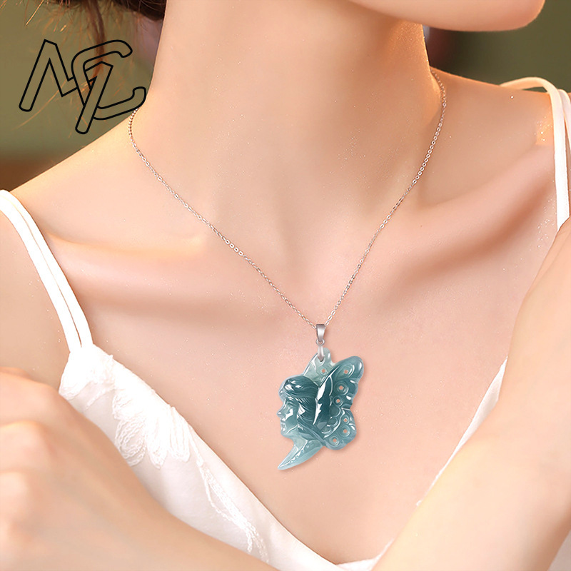 สร้อยคอจี้หยกน้ำเงินธรรมชาติ S - Women'S Fashion Gifts บทวิจารณ์และราคา