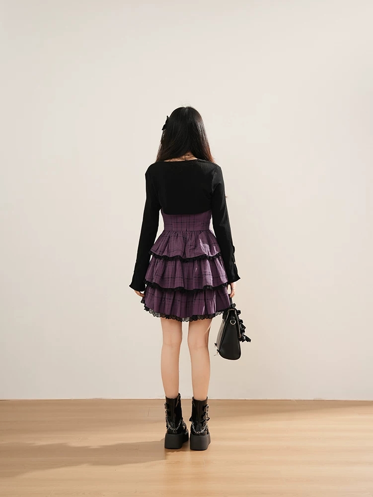 ชุดผู้หญิงสไตล์โกธิค Y2K 2 ชิ้ - Longline Cardigan Knit บทวิจารณ์และราคา