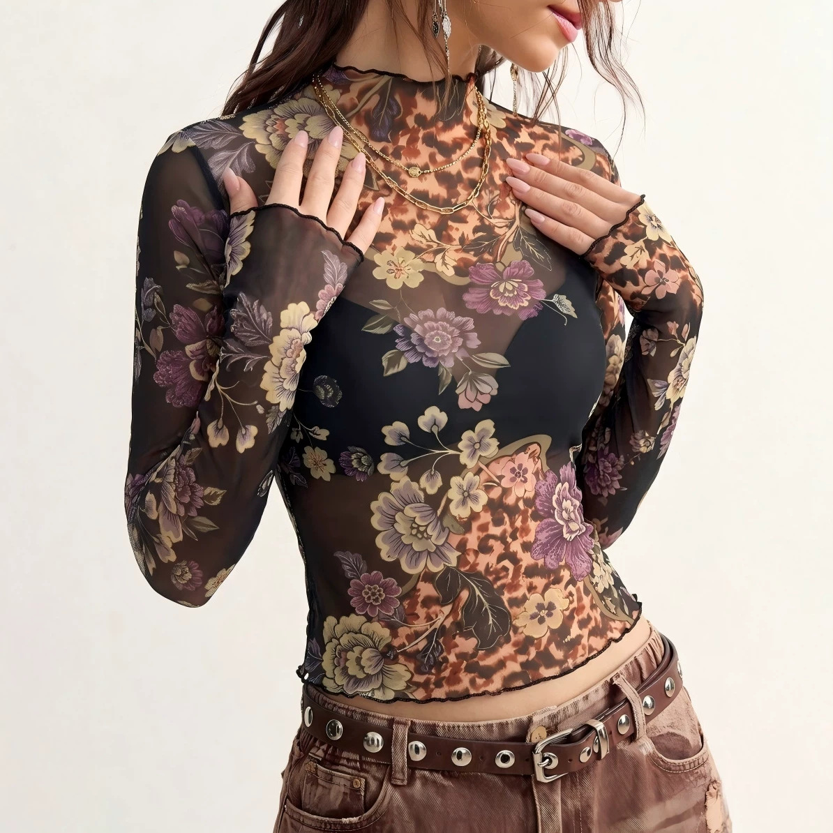 เสื้อยืดตาข่ายโปร่งลายดอกไม้สไ - Women'S Fashion For 2026 บทวิจารณ์และราคา