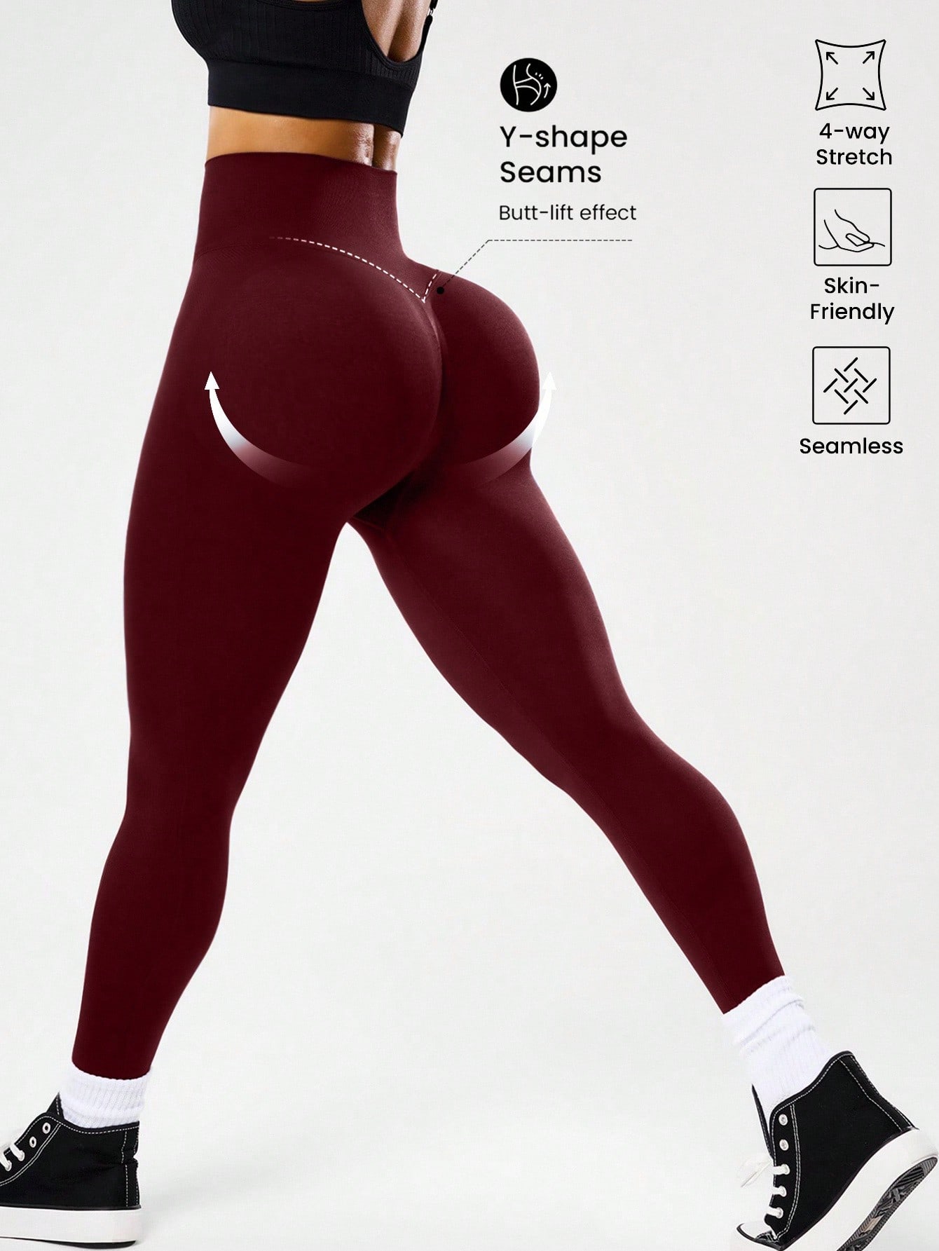กางเกงโยคะเอวสูงไร้ตะเข็บสำหรั - High Waist Leggings บทวิจารณ์และราคา