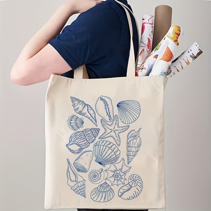 กระเป๋าผ้าแคนวาสลายปลาดาวและเป - Canvas Tote Bag บทวิจารณ์และราคา