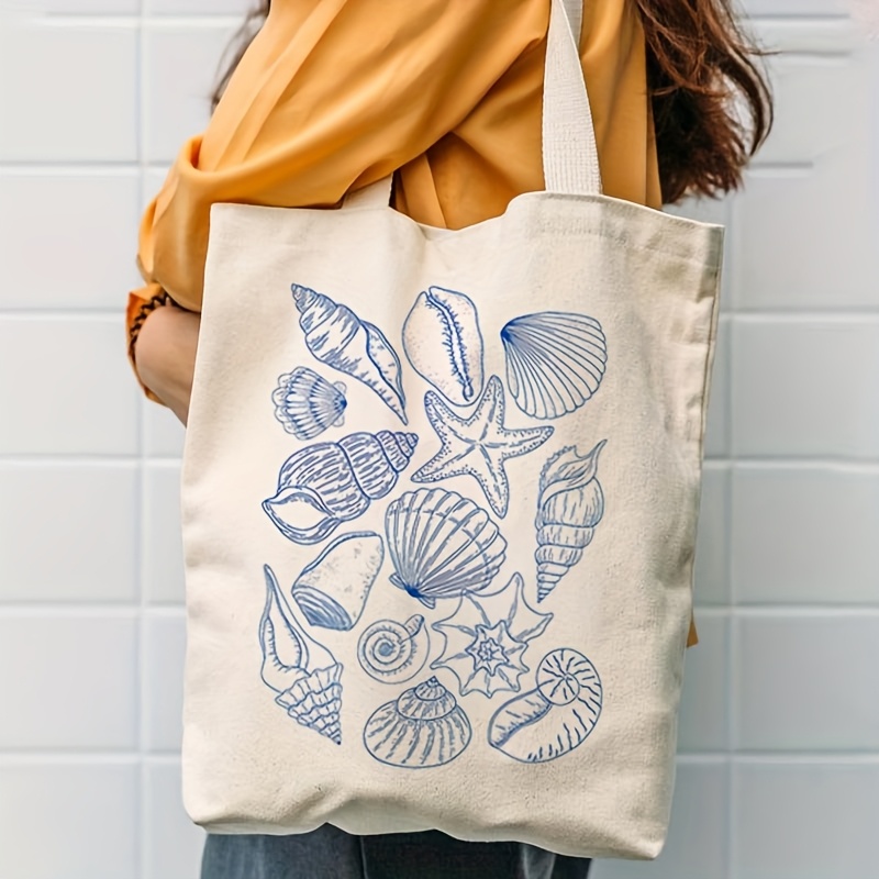 กระเป๋าผ้าแคนวาสลายปลาดาวและเป - Canvas Tote Bag บทวิจารณ์และราคา